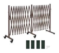 VEVOR Barrière de Sécurité Extensible Double Barrière Accordéon 6 m Clôture Pliable pour Terrasse, Jardin, Escaliers, Intérieurs, en Métal, Portable et Mobile, avec Roulettes Verrouillables, Marron