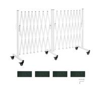 VEVOR Barrière de Sécurité Extensible Double Barrière Accordéon Rotative 0-180° Clôture Pliable 5,48 m pour Terrasse, Jardin, Escaliers, Mobile, Roulettes à Verrou, Longueur Rétractée 62 cm, Blanc