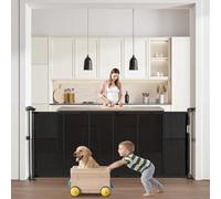 VEVOR Barrière de sécurité Extensible Jusqu’à 180 cm, Hauteur 87 cm, barrière rétractable pour Chiens, matériau en Maille, Installation Facile pour escaliers, Portes, couloirs et salles de Jeux, Noir