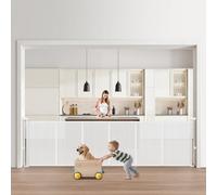 VEVOR Barrière de Sécurité Extensible Jusqu’à 280 cm de Large, Clôture en Maille 87 cm de Haut, Barrière Rétractable Solide, Protection pour Couloir Escalier Porte, Maison Salle de Jeux, Blanche