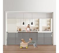 VEVOR Barrière de Sécurité Extensible Jusqu’à 280 cm de Large, Clôture en Maille 87 cm de Haut, Barrière Rétractable Solide, Protection pour Couloir Escalier Porte, Maison Salle de Jeux, Grise