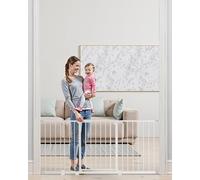 VEVOR Barrière de Sécurité Extensible Largeur 154-161 cm Hauteur 76,2 cm, Barrière d'Escalier Réglable, Clôtures pour Chiens Animaux de Compagnie, Ouverture à Une Main, pour Couloir Porte, Blanc
