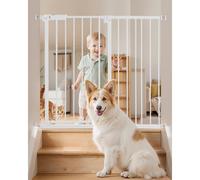 VEVOR Barrière de Sécurité Extensible Largeur 65-101,6 cm Hauteur 91,4 cm, Barrière d'Escalier Réglable, Clôtures pour Chiens Animaux de Compagnie, Ouverture à Une Main, pour Couloir Porte, Blanc