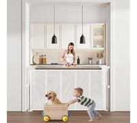 VEVOR Barrière de Sécurité Extensible pour Chiens 140x87 cm Escalier Porte Blanc