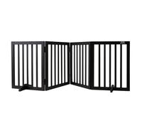 VEVOR Barrière de Sécurité pour Chiens 204x61 cm, Barrière d'Escalier Autoportant et Pliable, 4 Panneaux, Clôtures pour Animaux de Compagnie Réglable, pour Passages Larges et Étroits, Couloir, Marron