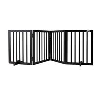 VEVOR Barrière de Sécurité pour Chiens 204x61 cm, Barrière d'Escalier Autoportant et Pliable, 4 Panneaux, Clôtures pour Animaux de Compagnie Réglable, pour Passages Larges et Étroits, Couloir, Marron