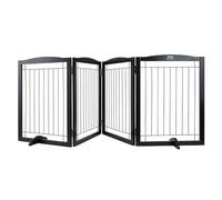 VEVOR Barrière de Sécurité pour Chiens 245x81,3 cm, Barrière d'Escalier Autoportant, 4 Panneaux Pliables pour Passages Larges et Étroits, Clôtures pour Animaux de Compagnie, pour Couloir, Marron