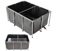 VEVOR Bassin à Poissons Hors Sol, Capacité 1023,3 L, Étang à Poissons en Toile PVC, avec Panneau Transparent, Cadre en Acier Inoxydable et Vanne de Vidange, pour Poissons Rouges, Carpes, Koïs, Noir