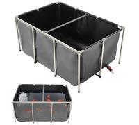 VEVOR Bassin à Poissons Hors Sol, Capacité 1023,3 L, Étang à Poissons en Toile PVC, avec Panneau Transparent, Cadre en Acier Inoxydable et Vanne de Vidange, pour Poissons Rouges, Carpes, Koïs, Noir