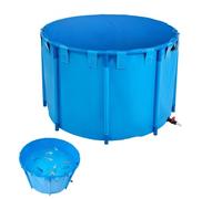 VEVOR Bassin à Poissons Hors Sol, Capacité 1700 L, Étang à Poissons en Toile PVC, avec Cadre Stable en Plastique et Vanne de Vidange, pour Aquaculture, Élevage de Poissons Rouges, Carpes, Koïs, Bleu