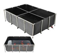 VEVOR Bassin à Poissons Hors Sol, Capacité 1781,3 L, Étang à Poissons en Toile PVC, avec Panneau Transparent, Cadre en Acier Inoxydable et Vanne de Vidange, pour Poissons Rouges, Carpes, Koïs, Noir