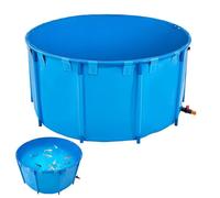 VEVOR Bassin à Poissons Hors Sol, Capacité 3100 L, Étang à Poissons en Toile PVC, avec Cadre Stable en Plastique et Vanne de Vidange, pour Aquaculture, Élevage de Poissons Rouges, Carpes, Koïs, Bleu