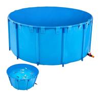 VEVOR Bassin à Poissons Hors Sol, Capacité 5000 L, Étang à Poissons en Toile PVC, avec Cadre Stable en Plastique et Vanne de Vidange, pour Aquaculture, Élevage de Poissons Rouges, Carpes, Koïs, Bleu