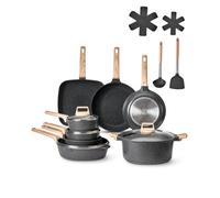 VEVOR Batterie de cuisine à induction 19 pièces anti-adhésive en granit noir