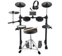 VEVOR Batterie électronique, 15 pcs et 150 sons, kit de batterie électronique silencieux en peau maillée, 165,1 mm, prise en charge USB MIDI, avec siège, baguettes et casque, pour débutants et adultes