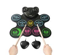VEVOR Batterie électronique à 9 pads, batterie électronique enroulable avec prise casque, double pédale, deux baguettes, haut-parleurs, MIDI, jouet instrumental portable pour enfants de plus de 3 ans