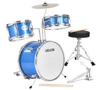 VEVOR Batterie Enfant, 3 PCS, Batterie Débutants, Grosse Caisse 35,56 cm avec Tom-tom 20,32 cm Caisse Claire 25,4 cm, Siège Réglable, Baguettes, Kit Apprentissage Musical, pour Enfants 6-13 ans, Bleu