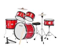 VEVOR Batterie enfant Kit débutant – caisse 45 cm, caisse claire 25,4 cm, tom 36 cm, baguettes Rouge
