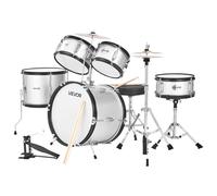 VEVOR Batterie Enfant, 5 PCS, Batterie Débutants, Grosse Caisse 45 cm avec Tom-tom, Caisse Claire 25,4 cm Tom Basse 36 cm, Siège, Baguettes, Kit Apprentissage Musical, pour Enfants 6-13 ans, Argent