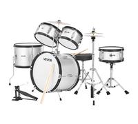 VEVOR Batterie Enfants Débutants Argent 5 PCS avec Siège et Grosse Caisse 16 pouces / 40,64cm