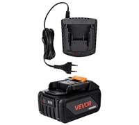 VEVOR Batterie et Chargeur 20 V, Batterie Lithium-ion 4 Ah Grande Capacité, Autonomie Prolongée, Cordon 1,8 m, Indicateur de Charge Clair, Compatible Outils de Série, pour Remplacement, Charge Rapide