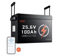 VEVOR Batterie Lithium LiFePO4 24 V 100 Ah 4000+ Cycles BMS 100 A Bluetooth pour Camping-cars, Moteurs Pêche Traîne, Systèmes Solaires, Connexion 8P2S, 2560 Wh, Protection contre Basses Températures