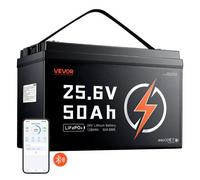 VEVOR Batterie Lithium LiFePO4 24 V 50 Ah 4000+ Cycles BMS 50 A Bluetooth pour Camping-cars, Moteurs de Pêche Traîne, Systèmes Solaires, Connexion 8P2S, 1280 Wh, Protection contre Basses Températures