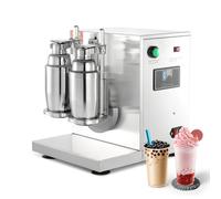 VEVOR Batteur Mixeur à Milkshake Commercial, Appareil à Thé au Lait Électrique 120 W, Mélangeur à Boissons Double Tête, Réglable 0-180 s, avec Tasse Inox 750 mL, pour Magasin de Thé au Lait Bar Café