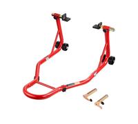 VEVOR Béquille Roue Arrière Capacité de Charge 385,6 kg, Lève Moto avec Fourche U et L, Bras Oscillant, Béquille d’Atelier Réglable pour Suzuki, Yamaha, Honda, Kawasaki, pour Entretien Montage, Rouge