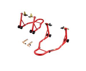 VEVOR Béquille Roue Avant et Arrière, Lève Moto Charge 385,6 kg, avec Fourche Avant Double, Fourche Arrière U+L, Bras Oscillant, Compatible avec la Plupart des Motos Yamaha, Honda, Kawasaki, Suzuki