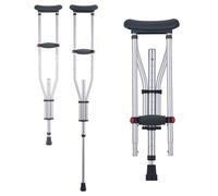 VEVOR Béquilles Axillaires 2PCS, Béquilles de Marche sous Aisselles Bras Réglable en Hauteur 13 Niveaux, en Aluminium, Coussinet Souple, pour Adultes, Adolescents, Chirurgie, Handicap, Blessure Jambe
