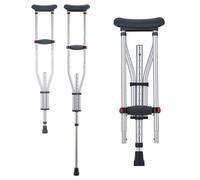 VEVOR Béquilles Axillaires 2PCS, Béquilles de Marche sous Aisselles Bras Réglable en Hauteur 13 Niveaux, en Aluminium, Coussinet Souple, pour Adultes, Adolescents, Chirurgie, Handicap, Blessure Jambe