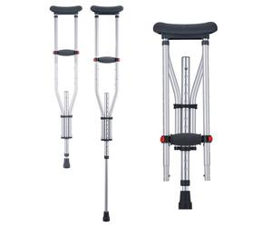 VEVOR Béquilles Axillaires 2PCS, Béquilles de Marche sous Aisselles Bras Réglable en Hauteur 13 Niveaux, en Aluminium, Coussinet Souple, pour Adultes, Adolescents, Chirurgie, Handicap, Blessure Jambe