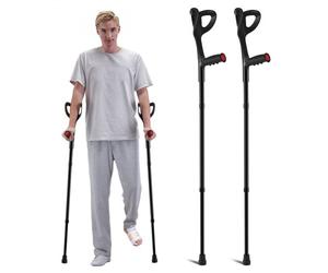 VEVOR Béquilles d'Avant-bras 2PCS, Béquilles de Marche Pliables Réglable en Hauteur 10 Niveaux, Manche Supérieure Ouverte, Béquilles Médicales Légères, pour Adultes, Chirurgie, Blessure aux Jambes
