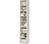 VEVOR Bibliothèque étroite étagère rangement haute bois 8 niveaux 180 cm blanc