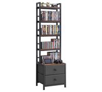 VEVOR Bibliothèque Étagère Meuble de Rangement Multimédia 6 Étagères 2 Tiroirs