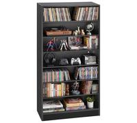 VEVOR Bibliothèque Étagère, Meuble de Rangement Multimédia à 7 Niveaux 70x30x140 cm, Armoire Bibliothèque pour CD, DVD, Livres, Jeux, Collections, Étagères Réglables pour Bureau, Chambre, Salon, Noir