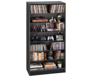 VEVOR Bibliothèque Étagère, Meuble de Rangement Multimédia à 7 Niveaux 70x30x140 cm, Armoire Bibliothèque pour CD, DVD, Livres, Jeux, Collections, Étagères Réglables pour Bureau, Chambre, Salon, Noir