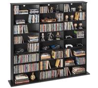 VEVOR Bibliothèque Étagère, Meuble de Rangement Multimédia à 8 Niveaux 142x22x130 cm, Armoire Bibliothèque pour Livres, Jeux, CD, DVD, Collections, Étagères Réglables pour Bureau, Chambre, Salon, Noir