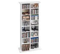 VEVOR Bibliothèque Étagère, Meuble de Rangement Multimédia à 8 Niveaux, 559x222x1295 mm, Armoire Biblio pour CD, DVD, Livres, Jeux, Collections, Étagères Réglables pour Bureau, Chambre, Salon, Blanc