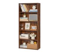 VEVOR Bibliothèque étroite à 5 Niveaux, bibliothèque de Rangement Ouverte en Bois avec étagère réglable en Hauteur, 134,5 cm, étagère de Rangement autoportante pour Chambre, Salon, Bureau, Marron