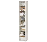 VEVOR Bibliothèque étroite à 8 Niveaux, bibliothèque de Rangement Haute Ouverte en Bois avec étagère réglable en Hauteur, 180 cm, étagère de Rangement autoportante pour Chambre, Salon, Bureau, Blanc