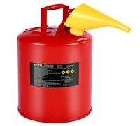 VEVOR Bidon de Sécurité de Type I 19 L avec Pare-flammes en Acier Inoxydable, Couvercle à Fermeture Automatique, Entonnoir en PE, Poignée Ergonomique, pour Stockage de Liquides Inflammables, Rouge