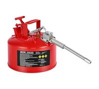 VEVOR Bidon de Sécurité Type II 9,5 L avec Pare-flammes Acier Inoxydable, Couvercle à Fermeture Auto, Bec Verseur Flexible en Métal, Poignée Ergonomique, pour Stockage de Liquides Inflammables, Rouge