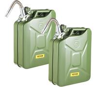 VEVOR Bidon d'Essence, 20 L, Jerrican de Carburant, Lot de 2, avec Bec Verseur Flexible 300 mm, Réservoir d'Essence de Stockage Verrouillable, pour la Plupart des Voitures, Camions, Équipements, Vert