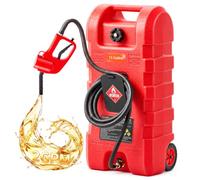VEVOR Bidon d'Essence et Diesel sur Roues 56,7 L Réservoir Carburant Mobile | pour Bateaux à Moteur et VTT, avec Modes de Gravité, Pompe à Main, Tuyau de Distribution 3 m, Buse à Arrêt Automatique, Rouge