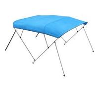 Bimini Bateau 4 Arceaux 243x137x185-198cm Toile Polyester Sangles Sac Bleu Pacifique