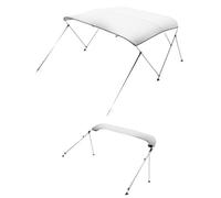 VEVOR Bimini pour Bateau à 3 arceaux, 182 x 117 x 200-213 cm, taud de Soleil avec Cadre en Alliage d'aluminium, Toile en Polyester 600D, Sac de Rangement, 2 poteaux de Support, 4 Sangles, Gris Clair