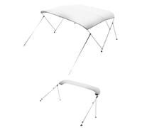 VEVOR Bimini pour Bateau à 3 arceaux, 182 x 117 x 216-228 cm, taud de Soleil avec Cadre en Alliage d'aluminium, Toile en Polyester 600D, Sac de Rangement, 2 poteaux de Support, 4 Sangles, Gris Clair