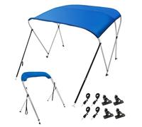 VEVOR Bimini pour Bateau à 3 Arceaux 182x117x137-152 cm Taud de Soleil Cadre en Alliage d'Aluminium et Toile Polyester 900D Auvent Pare-Soleil Repliable pour Cockpit de Voilier Barque Bleu Pacifique